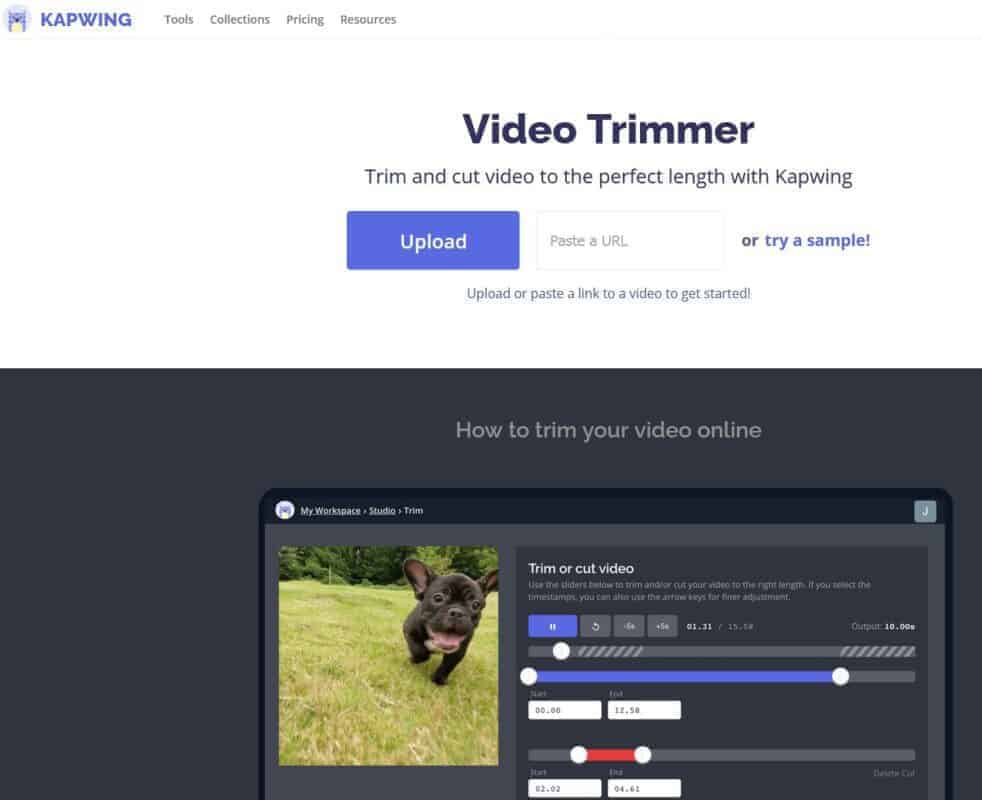 أدة قص الفيديو Online Video Trimmer by Kapwing